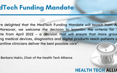 Health Tech Alliance welcomes MedTech Funding Mandate news